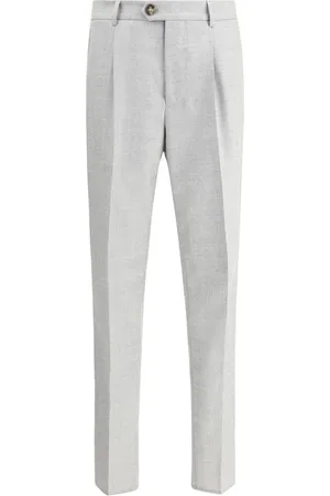 Brunello Cucinelli Broeken, Heren, Grijs, M, Wol, Gemêleerde wollen broek