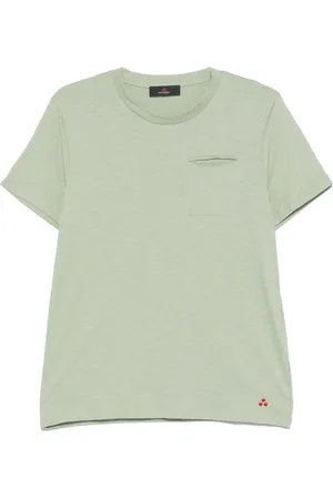 Peuterey Tops, Heren, Groen, M, Groen Geborduurd Logo Crew Neck T-shirt
