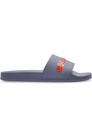 Dsquared2 Schoenen, Heren, Grijs, 42 EU, Logo Slippers
