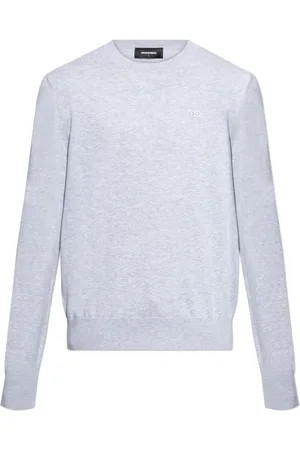 Dsquared2 Truien, Heren, Grijs, XL, Katoen, Trui met ronde hals