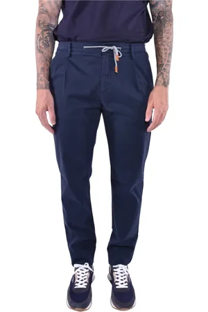 ELEVENTY Broeken, Heren, Blauw, W38, Katoen, Slim-Fit joggingbroek