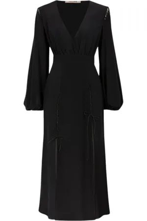 Roberto Cavalli Kleedjes, Dames, Zwart, M, Zijden Lace-Up Jurk met Tijgertandhangers