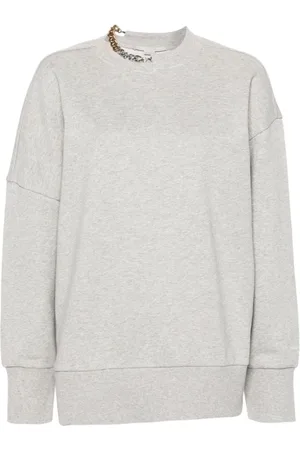 Stella McCartney Sweatshirts & Hoodies, Dames, Grijs, M, Katoen, Grijze Trui met Kettingdetails