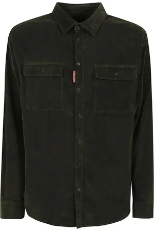 Dsquared2 Overhemden, Heren, Groen, L, Katoen, Groen Velvet Overhemd