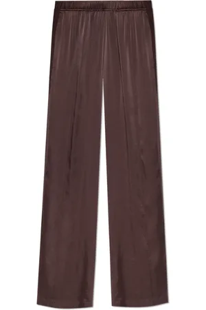FORTE FORTE Broeken, Dames, Bruin, M, Zijden Loose-Fit Broek