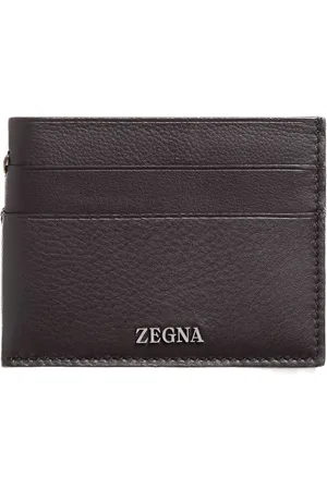 Ermenegildo Zegna Accessoires, unisex, Bruin, ONE Size, Leer, Second Skin Donkerbruine Kaarthouder