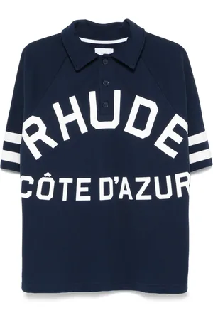 Rhude Tops, Heren, Blauw, S, Katoen, Blauwe Polo T-shirts met Logoprint