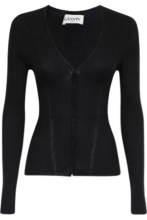Lanvin Truien, Dames, Zwart, S, Lange Mouwen V-hals Vest