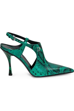 Dsquared2 Schoenen, Dames, Groen, 39 EU, Leer, Python Slingback Sandalen