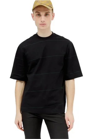 Burberry Tops, Heren, Zwart, M, Katoen, Gestreept katoenen T-shirt