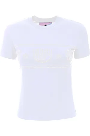 Chiara Ferragni Tops, Dames, Wit, M, Katoen, T-shirts