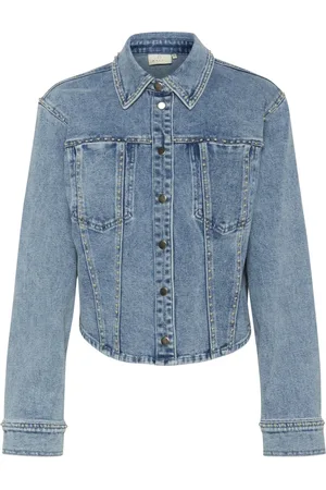 Kaffe Jassen, Dames, Blauw, 3Xl, Denim, Denim Blouse met Slimme Details