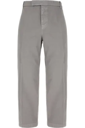Thom Browne Broeken, Heren, Grijs, L, Katoen, Chino`s met persvouw en taps toelopende pijpen