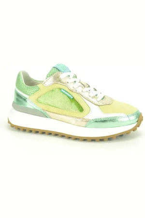 Floris van Bommel Schoenen, Dames, Veelkleurig, 37 EU, Leer, Groen Gele Runner N. DZ Sneakers