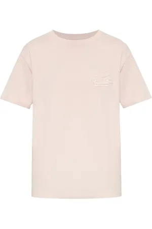 Etro Tops, Heren, Roze, S, Katoen, Pegaso Motif T-shirt met ronde hals
