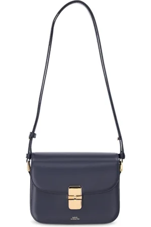A.P.C. Tassen, Dames, Blauw, ONE Size, Leer, Leren Schoudertas