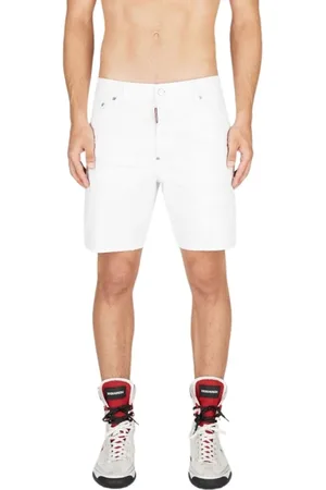Dsquared2 Korte broeken, Heren, Wit, S, Katoen, Stretch katoenen shorts met logo