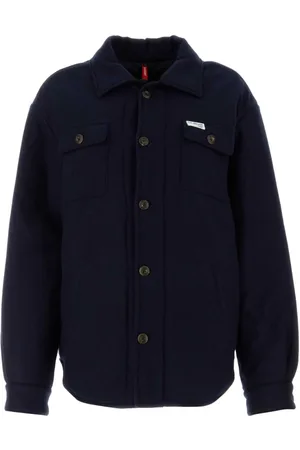 FAY Blouses & Shirts, Dames, Blauw, M, Wol, Navy Blauw Vilten Overhemd