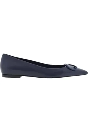 Carolina Herrera Schoenen, Dames, Blauw, 38 EU, Leer, Flat Schoenen Insignia Grid