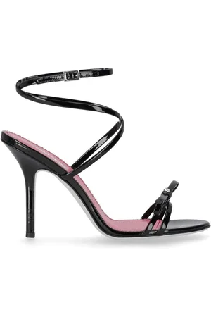 Dsquared2 Schoenen, Dames, Zwart, 37 EU, Leer, Glanzend Zwarte Sandalen met Hak