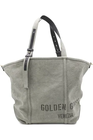 Golden Goose Tassen, Dames, Groen, ONE Size, Groene Bedrukte Logo Handtas