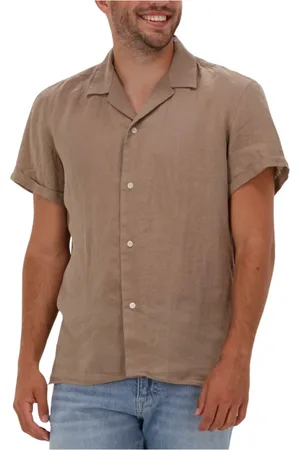 Drykorn Overhemden, Heren, Bruin, S, Linnen, Short Sleeve Shirt Bijan 126004