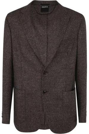 Ermenegildo Zegna Jassen, Heren, Bruin, S, Wol, Jas van wol en zijde mix
