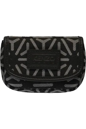 Kenzo Tassen, Dames, Zwart, ONE Size, Katoen, Leren kaarthouder met klep sluiting