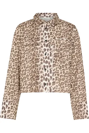 Karen by Simonsen Blouses & Shirts, Dames, Bruin, S, Luipaardprint Geknipte Overhemdblouse