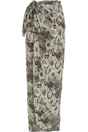 Cortana Rokken, Dames, Grijs, S, Pareo, zijden rok diamantprint