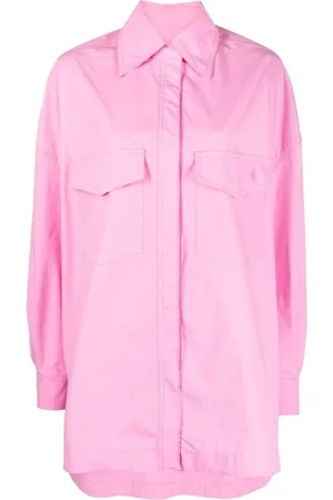 The Attico Blouses & Shirts, Dames, Roze, S, Katoen, Elaine Overshirt met Knopen