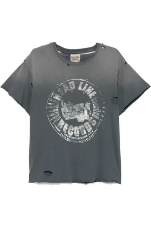 GALLERY DEPT. Tops, Heren, Grijs, L, Katoen, T-shirt met Distressed Grafische Print