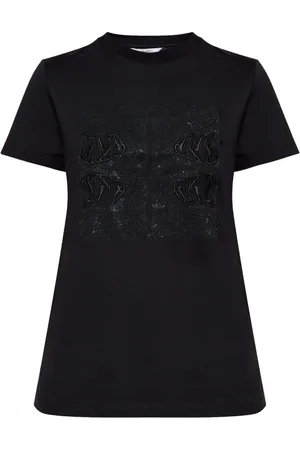 Max Mara Tops, Dames, Zwart, M, Katoen, Cotton Jersey T-shirt met Logo