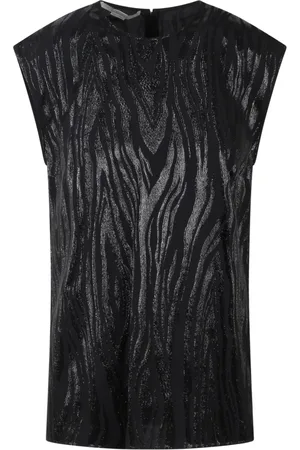 Stella McCartney Tops, Dames, Zwart, S, Woodgrain Lurex Top
