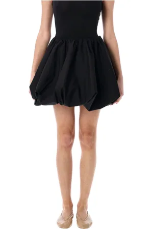 ROTATE Rokken, Dames, Zwart, S, Katoen, Zwarte Mini Balloon Rok met Zakken