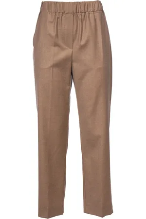 Max Mara Broeken, Dames, Bruin, 2Xs, Wol, Comfort Flannel Wollen Broek