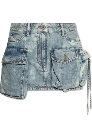 The Attico Rokken, Dames, Blauw, W27, Denim, Korte Denim Cargo Rok
