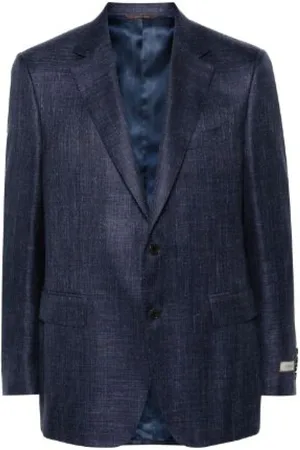 CANALI Jassen, Heren, Blauw, L, Wol, Navy Checkered Blazer