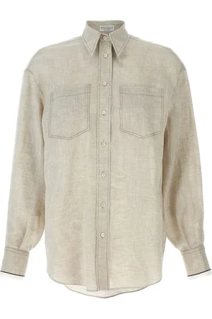 Brunello Cucinelli Blouses & Shirts, Dames, , L, Linnen, Juta Long Sleeve Shirt
