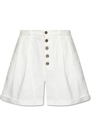 Etro Korte broeken, Dames, Wit, S, Katoen, Pegaso Motif Mini Shorts