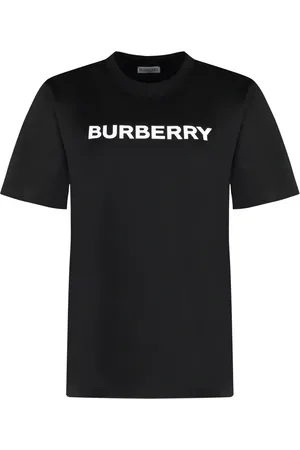 Burberry Tops, Dames, Zwart, S, Katoen, T-shirt van katoen met contrasterend logo
