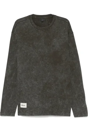 Mizuno Tops, Heren, Zwart, S, Zwart Crew Neck Logo Patch T-shirt