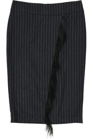 Brunello Cucinelli Rokken, Dames, Grijs, M, Wol, Gestreepte wollen rok