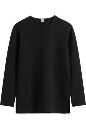 Totême Truien, Dames, Zwart, S, Slim Fit Crewneck Gebreide trui