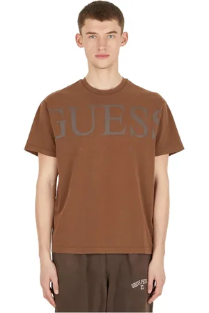 Guess Tops, Heren, Bruin, S, Katoen, American Frontier Logo T-shirt