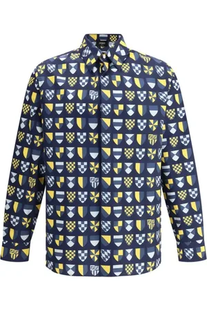 Fendi Overhemden, Heren, Veelkleurig, S, Katoen, Katoenen Shirt met Banner Print