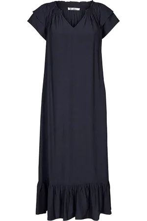 Co`Couture Kleedjes, Dames, Blauw, XS, Polyester, Sunrise Jurk met Korte Mouwen en Ruffles