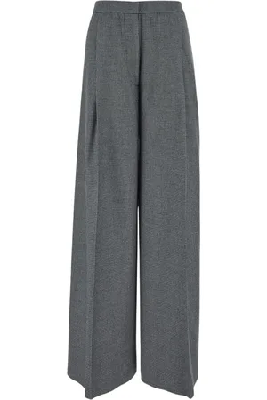 LARDINI Broeken, Dames, Grijs, S, Wol, Wijde Pijpen Broek