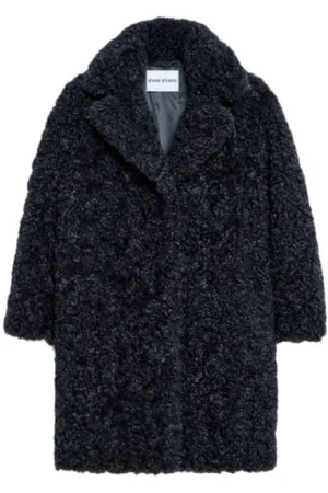 Stand Studio Mantels, Dames, Grijs, S, Curly Faux Fur Cocoon Jas