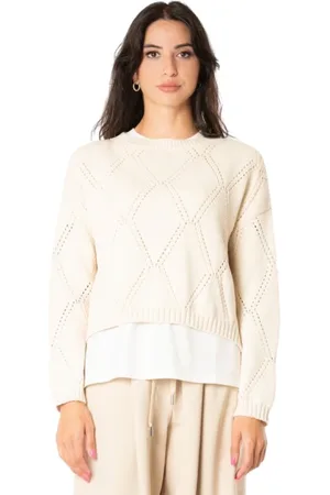 Max Mara Truien, Dames, , M, Katoen, Asymmetrische Gebreide Top met Wijde Halslijn